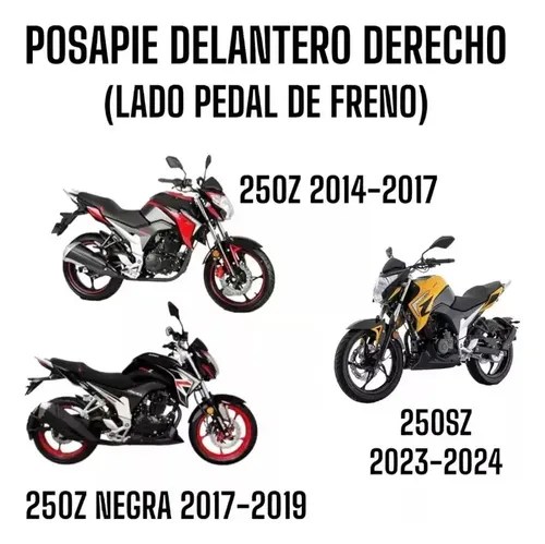 Vista secundaria del posapié delantero derecho Italika 250Z