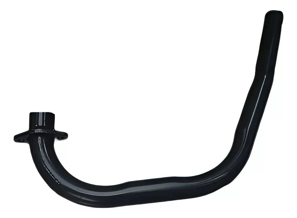 Vista lateral completa del tubo de escape universal negro para motocicleta 125 y 150